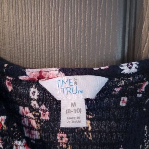 Floral Spring Time Puff Sleeve Maxi Dress Navy Blue Stretchy Conforming Flowers - Picture 3 of 5